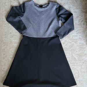 LOFT Gray Quilted Bodice & Black Skirt Dress